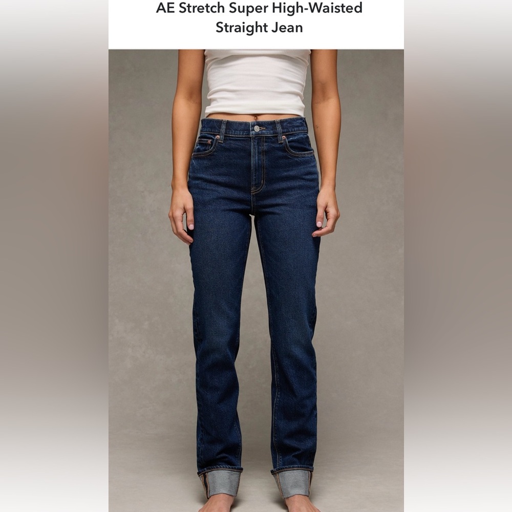 American Eagle Outfitters Dark Blue Straight Leg Jeans